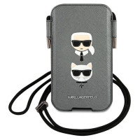Karl Lagerfeld Torebka KLHCP12MOPHKCG 6,1" szary/grey hardcase Saffiano Ikonik Karl&Choupette Head