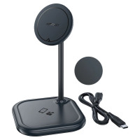 Acefast 15W Qi Wireless Charger for iPhone (with MagSafe) and Apple AirPods Stand Holder Magnetic Holder Gray (E6 gray)