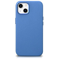 Icarer Litchi Premium Leather Case iPhone 14 Plus Magnetic Leather Case with MagSafe Light Blue (WMI14220711-LB)