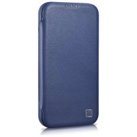 Icarer CE Premium Leather Folio Case iPhone 14 Plus Magnetic Flip Leather Folio Case MagSafe Blue (WMI14220715-BU)