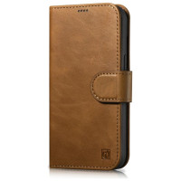 Icarer Oil Wax Wallet Case 2in1 Cover iPhone 14 Plus Anti-RFID Leather Flip Case Brown (WMI14220723-TN)