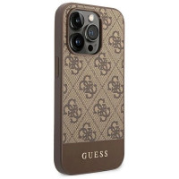 Guess GUHCP14LG4GLBR iPhone 14 Pro 6,1" brązowy/brown hard case 4G Stripe Collection