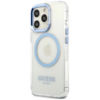 Guess Etui Guess Metal Outline MagSafe na iPhone 13 Pro / iPhone 13 - niebieskie