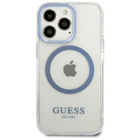 Guess Etui Guess Metal Outline MagSafe na iPhone 13 Pro / iPhone 13 - niebieskie