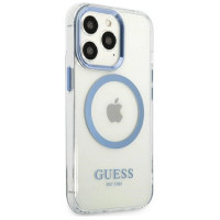Guess Etui Guess Metal Outline MagSafe na iPhone 13 Pro / iPhone 13 - niebieskie