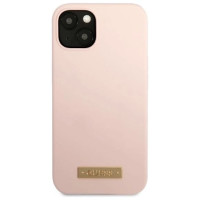 Guess GUHMP13SSBPLP iPhone 13 mini 5.4" pink/pink hard case Silicone Logo Plate MagSafe