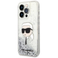 Karl Lagerfeld Glitter Karl's Head case for iPhone 14 Pro Max - silver