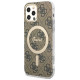 Guess Set Guess GUBPP12MH4EACSW Case+ Charger iPhone 12/12 Pro brown/brown hard case 4G Print MagSafe