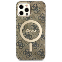 Guess Set Guess GUBPP12MH4EACSW Case+ Charger iPhone 12/12 Pro brown/brown hard case 4G Print MagSafe