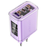 Acefast charger GaN 65W 3 ports (1xUSB, 2xUSB C) purple (A45)