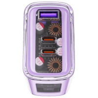 Acefast charger GaN 65W 3 ports (1xUSB, 2xUSB C) purple (A45)