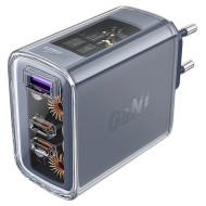 Acefast charger GaN 65W 3 ports (1xUSB, 2xUSB C) gray (A45)