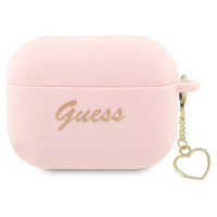 Guess GUAP2LSCHSP AirPods Pro 2 cover pink/pink Silicone Charm Heart Collection