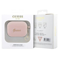 Guess GUAP2LSCHSP AirPods Pro 2 cover pink/pink Silicone Charm Heart Collection