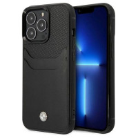 BMW Case BMW BMHCP14X22RSEPK iPhone 14 Pro Max 6.7" black/black Leather Card Slot