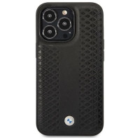 BMW Case BMW BMHMP14L22RFGK iPhone 14 Pro 6.1" black/black Leather Diamond Pattern MagSafe