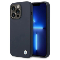 BMW Case BMW BMHMP14XSILNA iPhone 14 Pro Max 6.7" navy blue/navy Silicone Metal Logo MagSafe