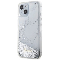Guess Liquid Glitter Marble case for iPhone 14 - white