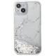 Guess Liquid Glitter Marble case for iPhone 14 - white