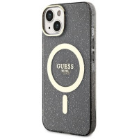 Guess Glitter Gold MagSafe case for iPhone 14 - black