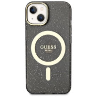 Guess Glitter Gold MagSafe case for iPhone 14 - black