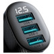 Joyroom JR-CCD03 3.4A car charger with 3x USB-A display - black