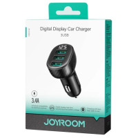 Joyroom JR-CCD03 3.4A car charger with 3x USB-A display - black