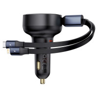 Baseus Enjoyment USB-C car charger with USB-C / Lightning 60W cable - black