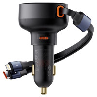Baseus Enjoyment USB-C car charger with USB-C / Lightning 60W cable - black