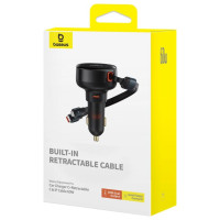 Baseus Enjoyment USB-C car charger with USB-C / Lightning 60W cable - black