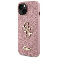 Guess Glitter Script Big 4G case for iPhone 15 - pink