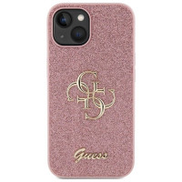 Guess Glitter Script Big 4G case for iPhone 15 - pink