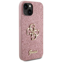 Guess Glitter Script Big 4G case for iPhone 15 - pink