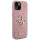 Guess Glitter Script Big 4G case for iPhone 15 - pink