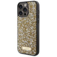Guess Rhinestone Metal Logo case for iPhone 15 Pro Max - yellow