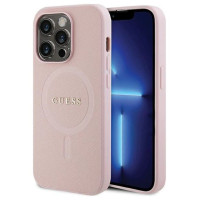 Guess GUHMP13LPSAHMCP case for iPhone 13 Pro / 13 - pink Saffiano MagSafe