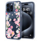 Spigen Liquid Crystal iPhone 15 Pro Case - Pink and Blue Flowers
