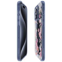 Spigen Liquid Crystal iPhone 15 Pro Case - Pink and Blue Flowers
