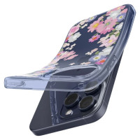 Spigen Liquid Crystal iPhone 15 Pro Case - Pink and Blue Flowers