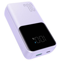 Joyroom JR-PBC07 20000mAh 30W mini power bank with USB-C and Lightning cables - purple