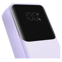 Joyroom JR-PBC07 20000mAh 30W mini power bank with USB-C and Lightning cables - purple