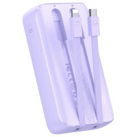 Joyroom JR-PBC07 20000mAh 30W mini power bank with USB-C and Lightning cables - purple