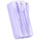 Joyroom JR-PBC07 20000mAh 30W mini power bank with USB-C and Lightning cables - purple