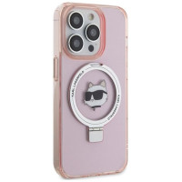 Karl Lagerfeld KLHMP15LHMRSCHP iPhone 15 Pro 6.1" pink/pink hardcase Ring Stand Choupette Head MagSafe