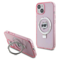 Karl Lagerfeld KLHMP15SHMRSCHP iPhone 15 6.1" pink/pink hardcase Ring Stand Choupette Head MagSafe
