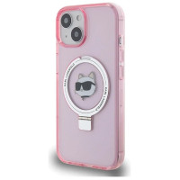 Karl Lagerfeld KLHMP15SHMRSCHP iPhone 15 6.1" pink/pink hardcase Ring Stand Choupette Head MagSafe