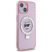 Karl Lagerfeld KLHMP15SHMRSCHP iPhone 15 6.1" pink/pink hardcase Ring Stand Choupette Head MagSafe