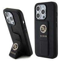 Guess Grip Stand 4G Saffiano Strass case for iPhone 15 Pro Max - black