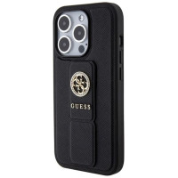 Guess Grip Stand 4G Saffiano Strass case for iPhone 15 Pro Max - black