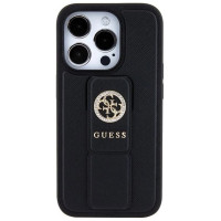 Guess Grip Stand 4G Saffiano Strass case for iPhone 15 Pro Max - black